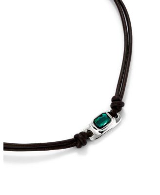 Green Crystal Leather Necklace