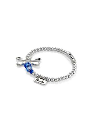 Sterling Silver Plated Blue Crystals Dragonfly Bracelet