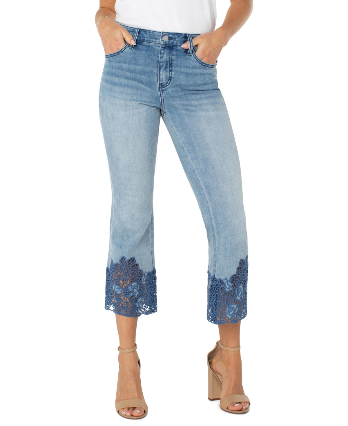 Women's Hannah Crochet Hem Crop Jeans - Indigo Crochet