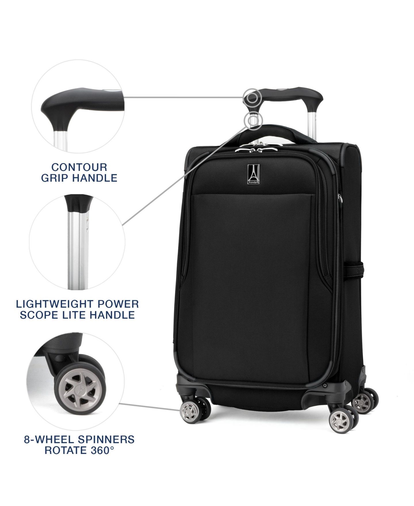 Чемодан Travelpro WalkAbout 7 Carry-on Softside Spinner, цвет: Чёрный — фото 9
