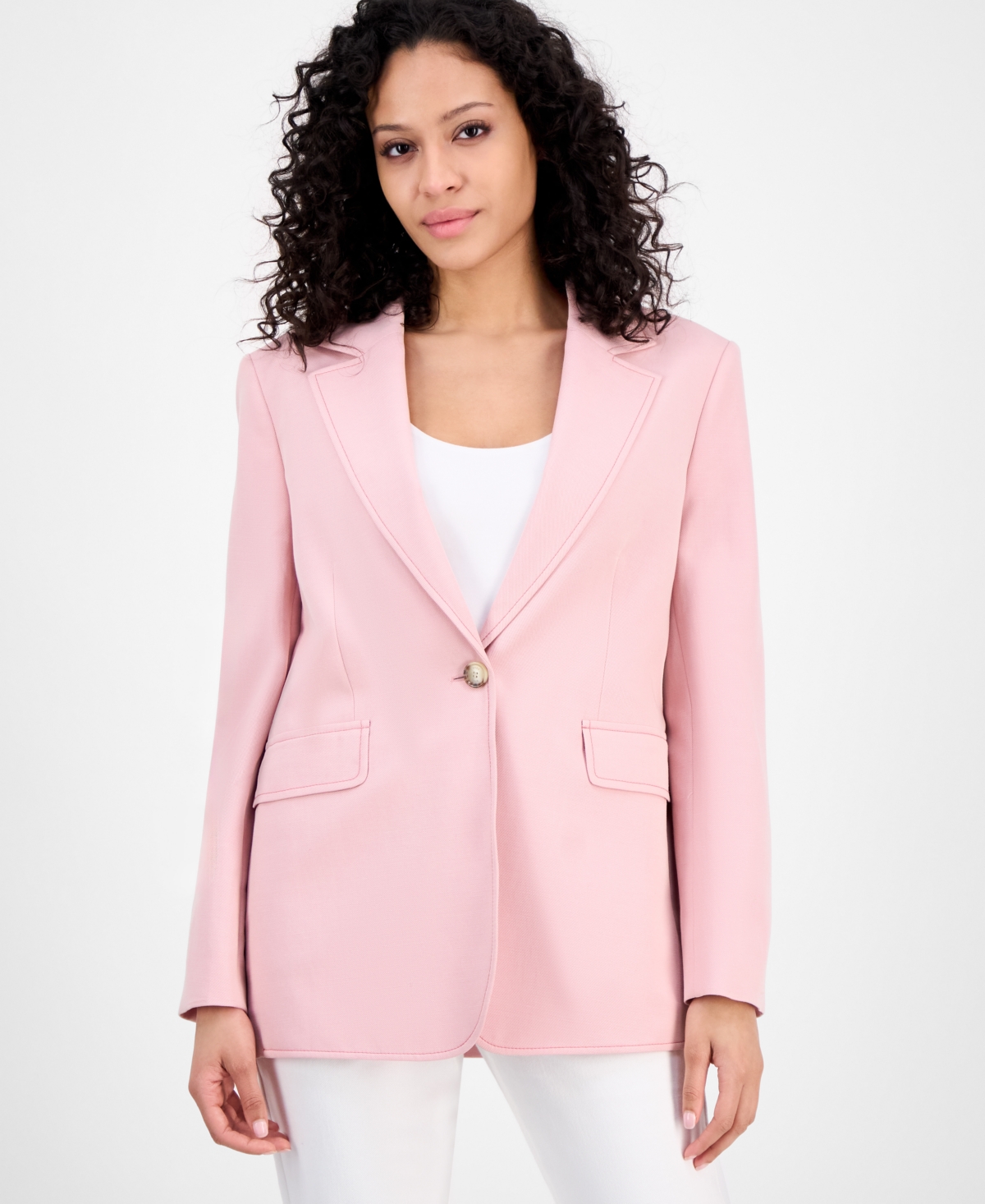Women's One-Button Split-Cuff Blazer - Flamingo Pink