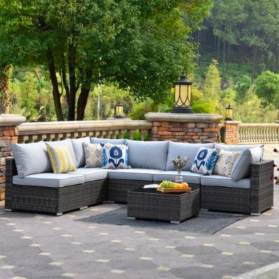 7-Piece Patio Furniture Outdoor Sofa Sets with New Wicker, Cushions and Coffee Table