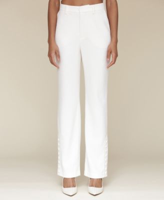 Avec Les Filles - Women's Side-Button Full-Length Trousers