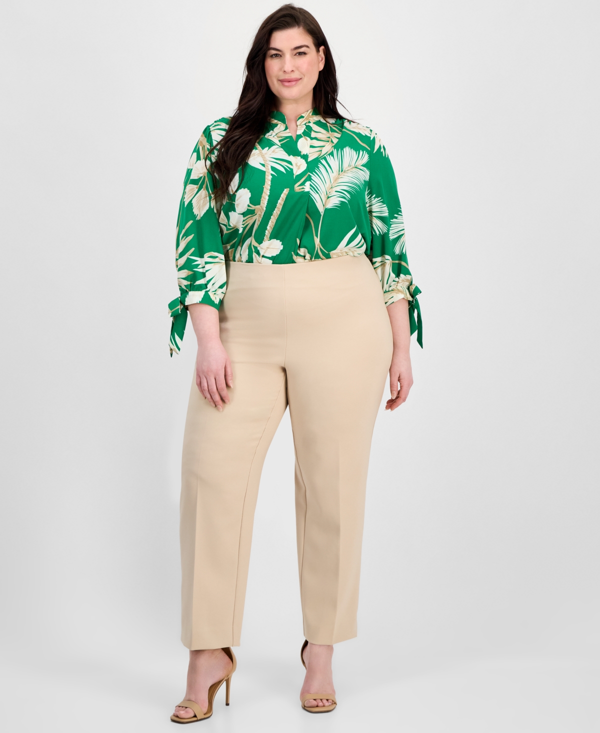 Plus Size Hollywood Straight-Leg Ankle Pants - Safari