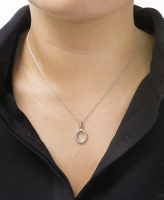 2-Pc. Set Diamond Oval Pendant Necklace & Matching Drop Earrings (1/6 ct. t.w.) in Sterling Silver, Exclusively at Macy's