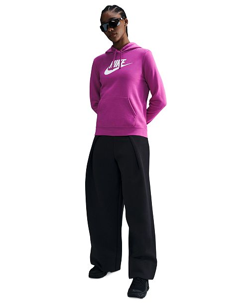 alfani Nike Women's Sportswear Club Fleece Logo Pullover Hoodie Women's Fashion Shoes & Accessories