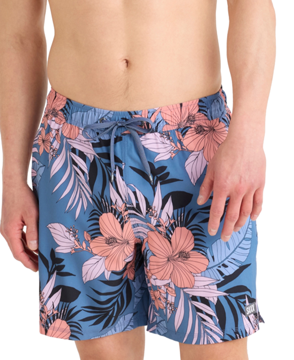 Saxx Men's Oh Buoy 2 In 1 7" Stretch Swim Short In Hibiscus Jungle