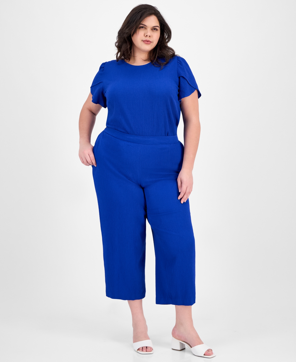Ak Anne Klein Plus Size High-rise Cropped Pull-on Pants