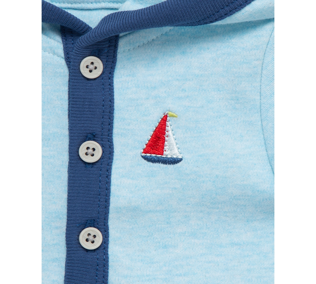 Little Me Baby Boys Breezy Cotton Hooded Romper In Blue