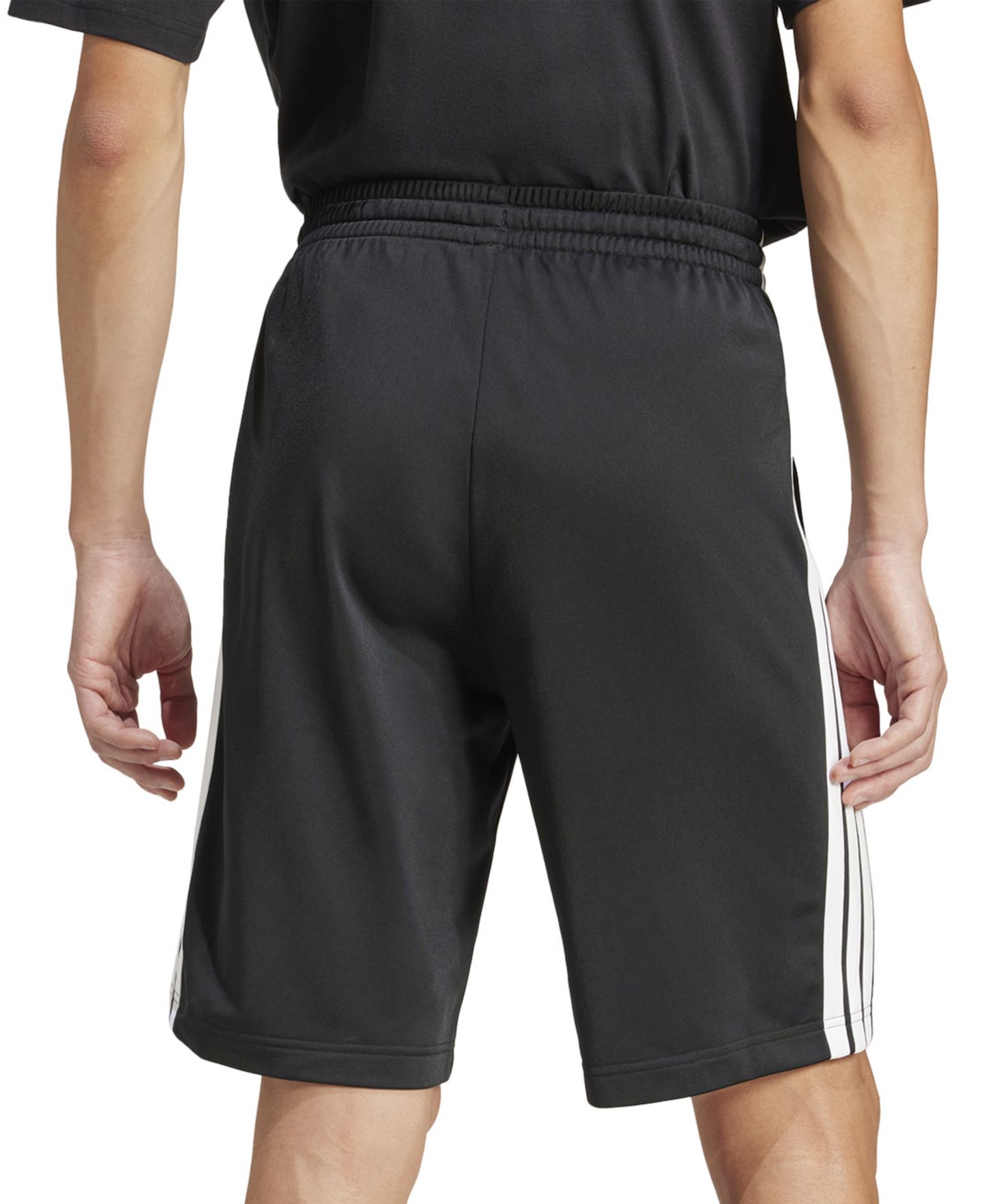 Мужские шорты adidas Three-Stripes 10" Tricot, цвет: Чёрный / Белый — фото 5