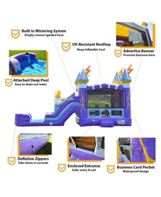 Thunder Commercial Grade Bounce House Water Slide with Pool for Kids and Adults (with Blower), Basketball Hoop, Wet Dry Combo, Outdoor, Big Inflatable, Birthday Party Rental