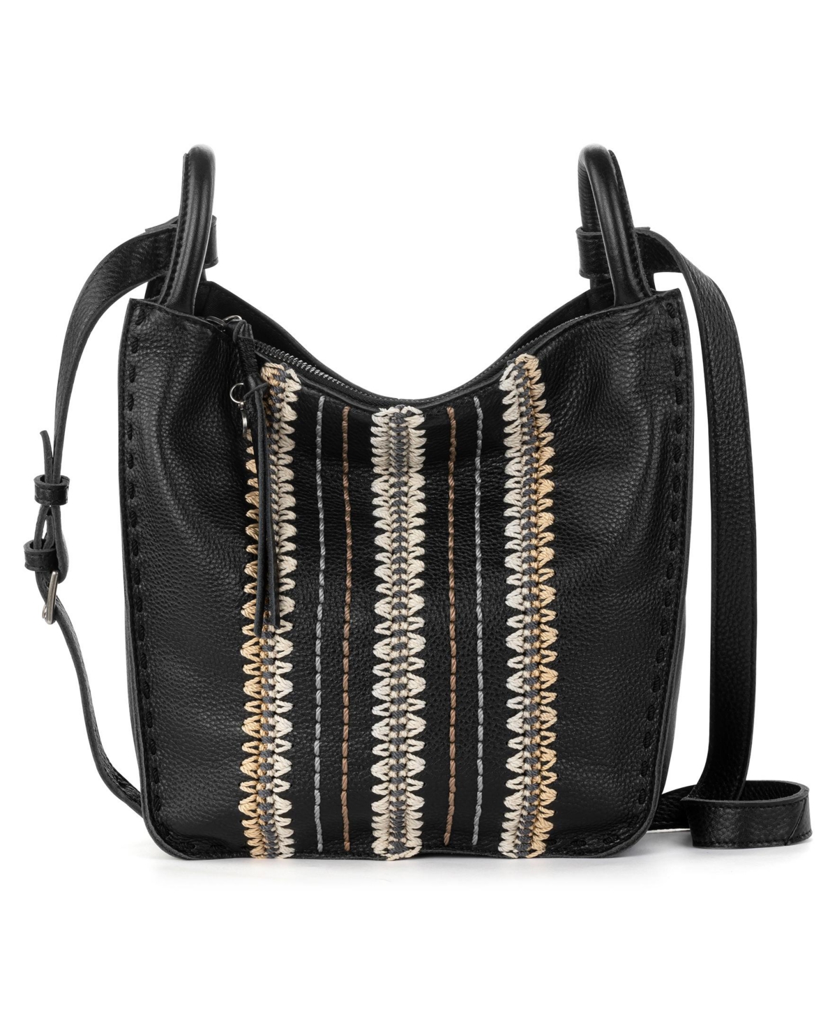 Los Feliz Leather Medium Crossbody Bag - Black Neutral Seminyak