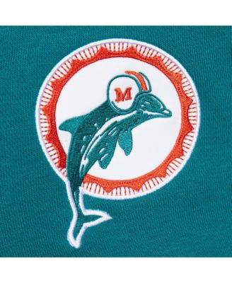 Men's Aqua Miami Dolphins Vintage Logo Head Coach Fleece Pullover Hoodie