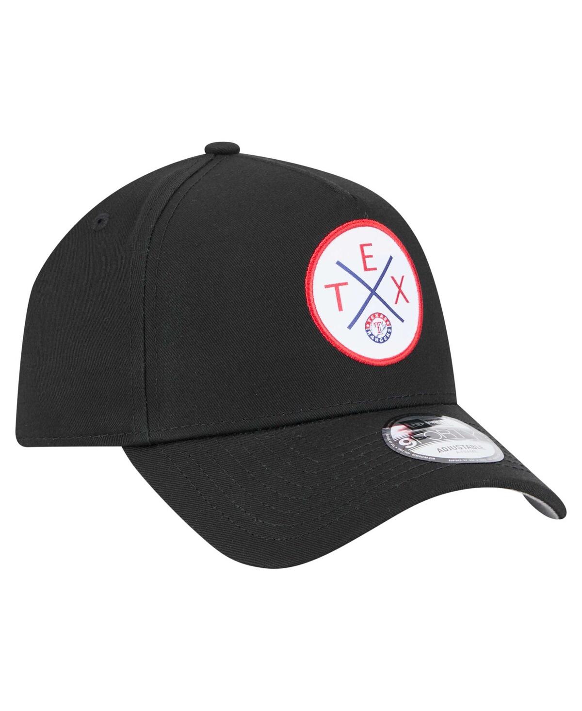 New Era Men's Black Texas Rangers 9forty A-frame Adjustable Hat In Black