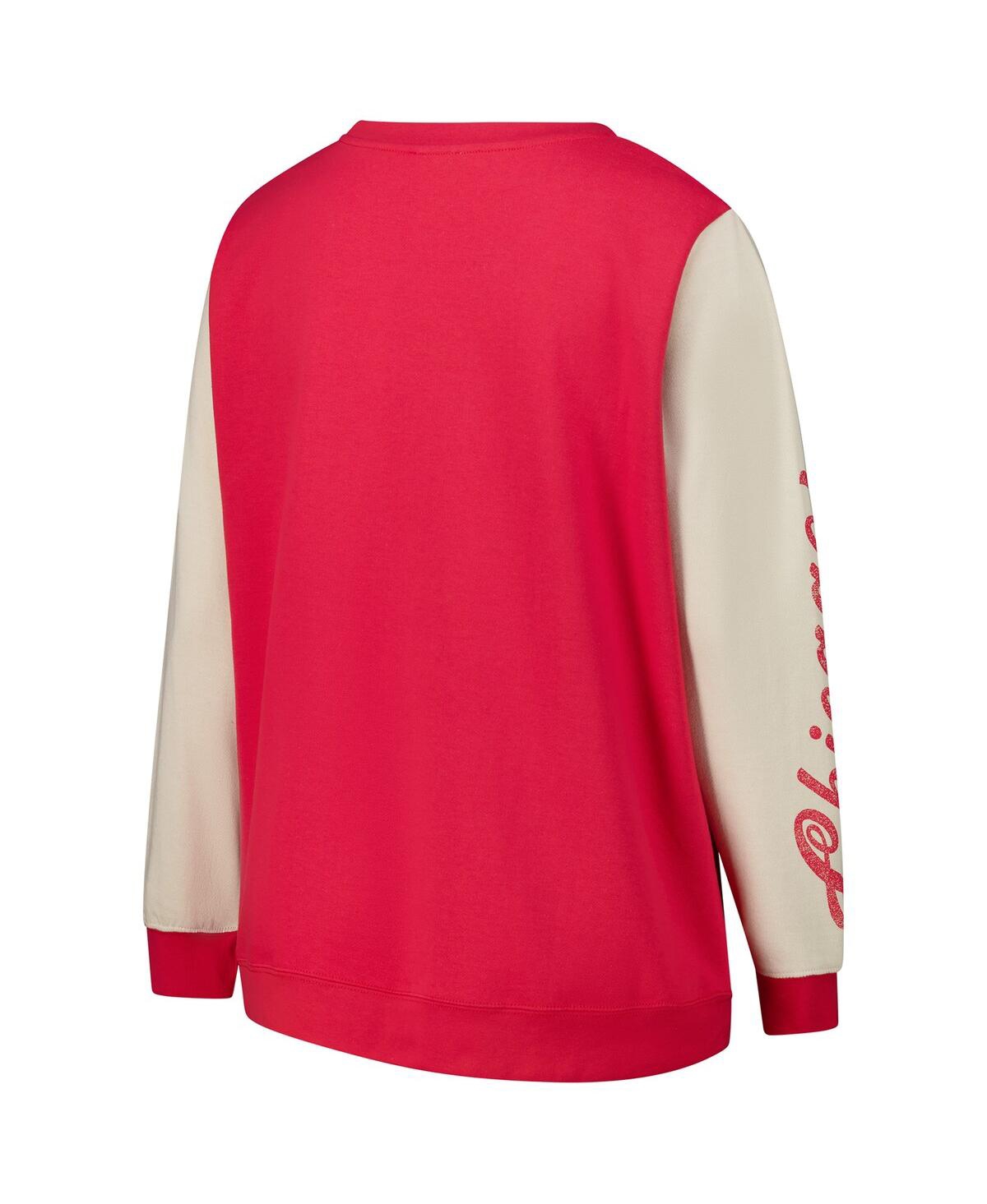 47 BRAND WOMEN'S RED CHICAGO BULLS PLUS SIZE OVERSIZED RISE ANDIE PULLOVER SWEATSHIRT 