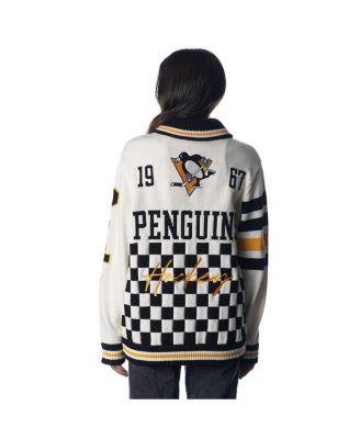 Men's and Women's Cream Pittsburgh Penguins Jacquard Full-Zip Sweater