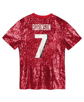 Big Girls Bijan Robinson Red Atlanta Falcons Sequin V-Neck Fashion Jersey