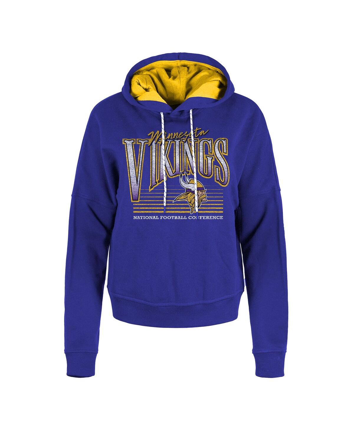 NEW ERA WOMEN'S PURPLE MINNESOTA VIKINGS BOXY PULLOVER HOODIE 