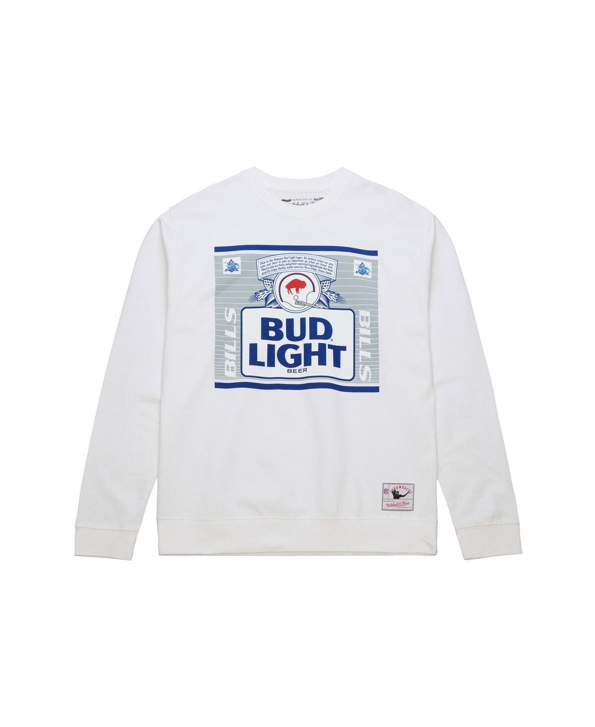 Mitchell & Ness X Bud Light Men's White Buffalo Bills The Crest Pullover Sweatshirt In White
