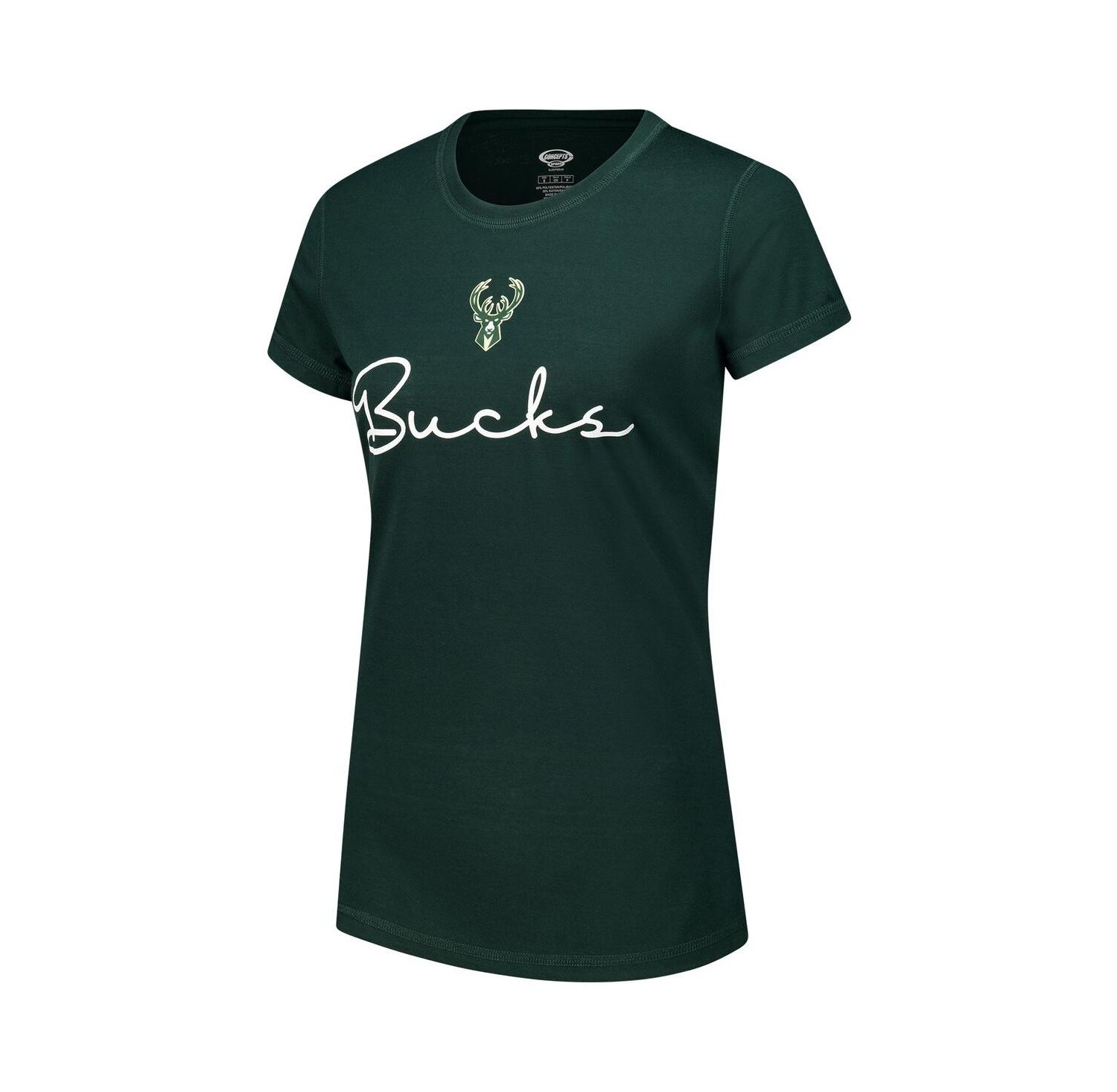 Women's Hunter Green Milwaukee Bucks Vector T-Shirt Flannel Pants Sleep Set