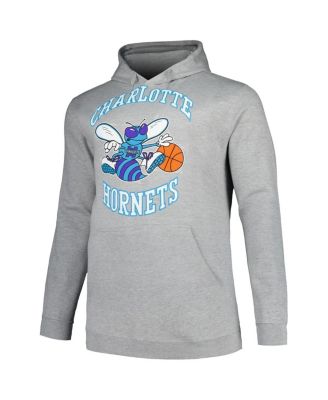 Men's Heather Gray Charlotte Hornets Hardwood Classics Big Tall Pullover Hoodie
