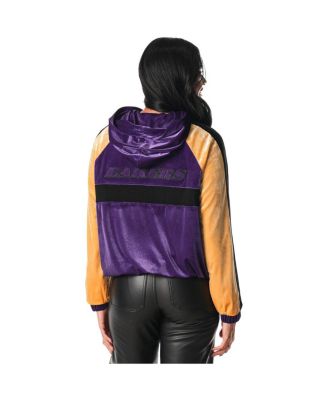 Women's Purple Los Angeles Lakers Velour Full-Zip Track Jacket Hoodie