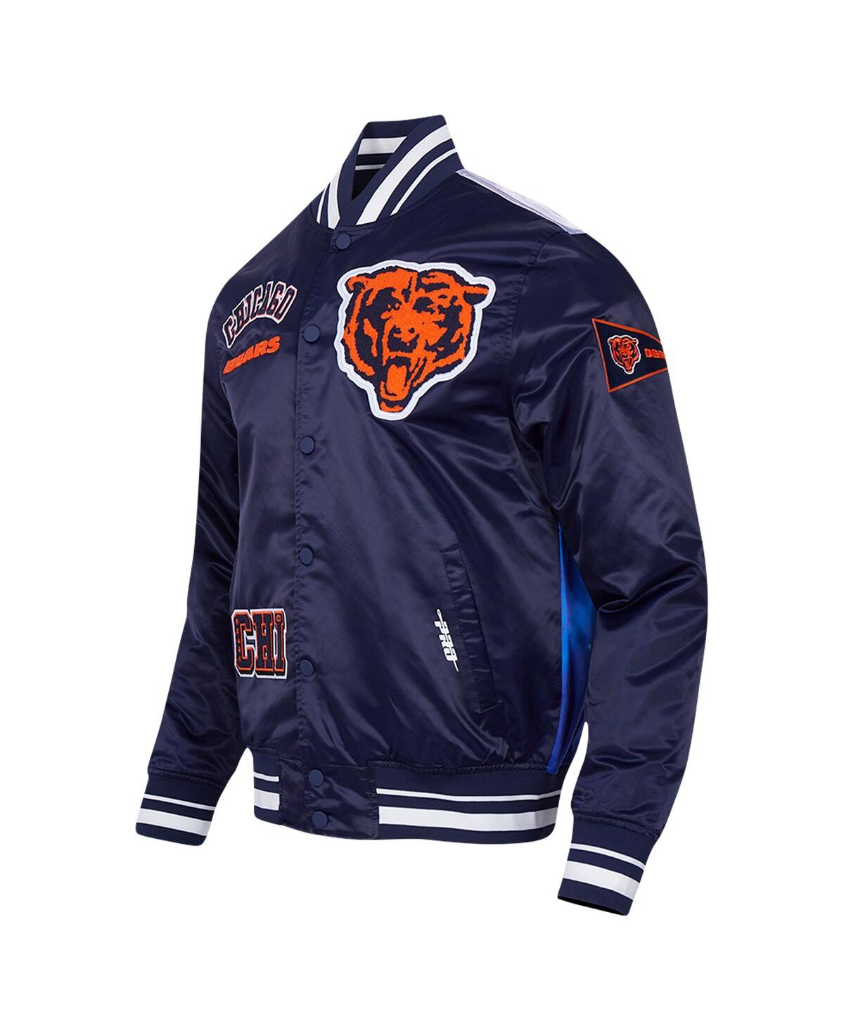Pro Standard Men's Navy Chicago Bears Sublimated Satin Full-snap Jacket In Navy