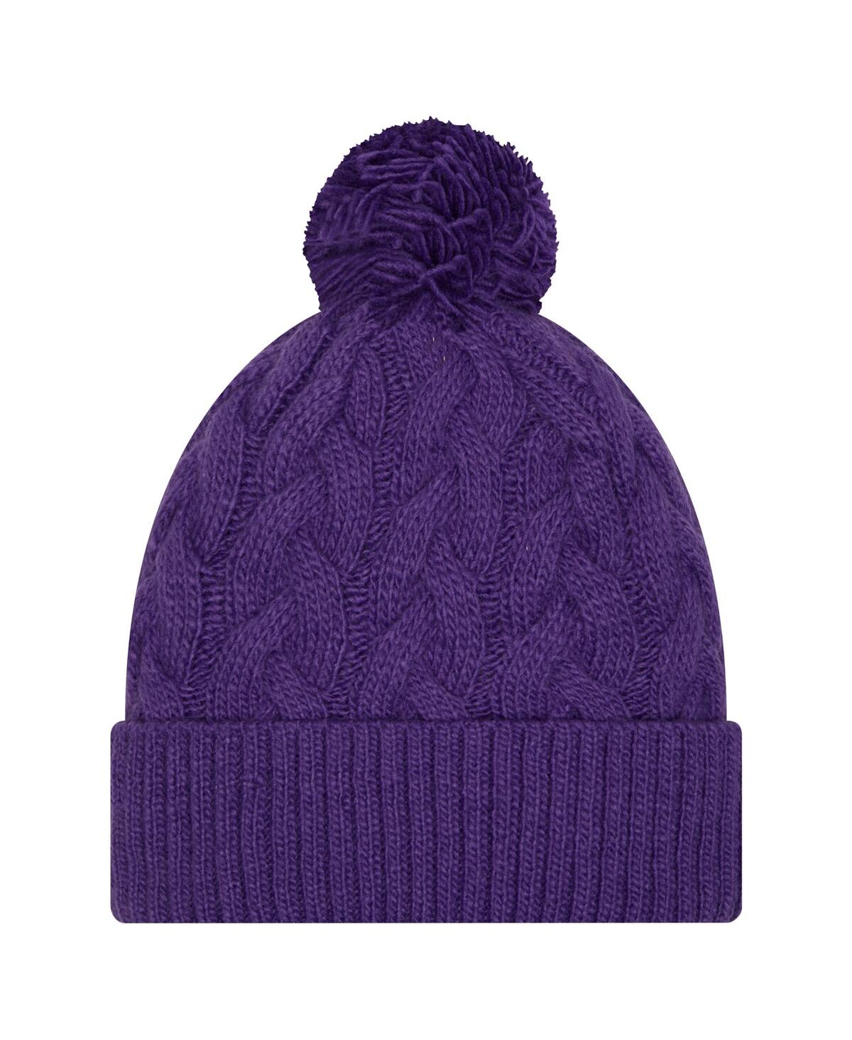 New Era Big Girls Purple Minnesota Vikings Cabled Cuffed Knit Hat With Pom In Purple