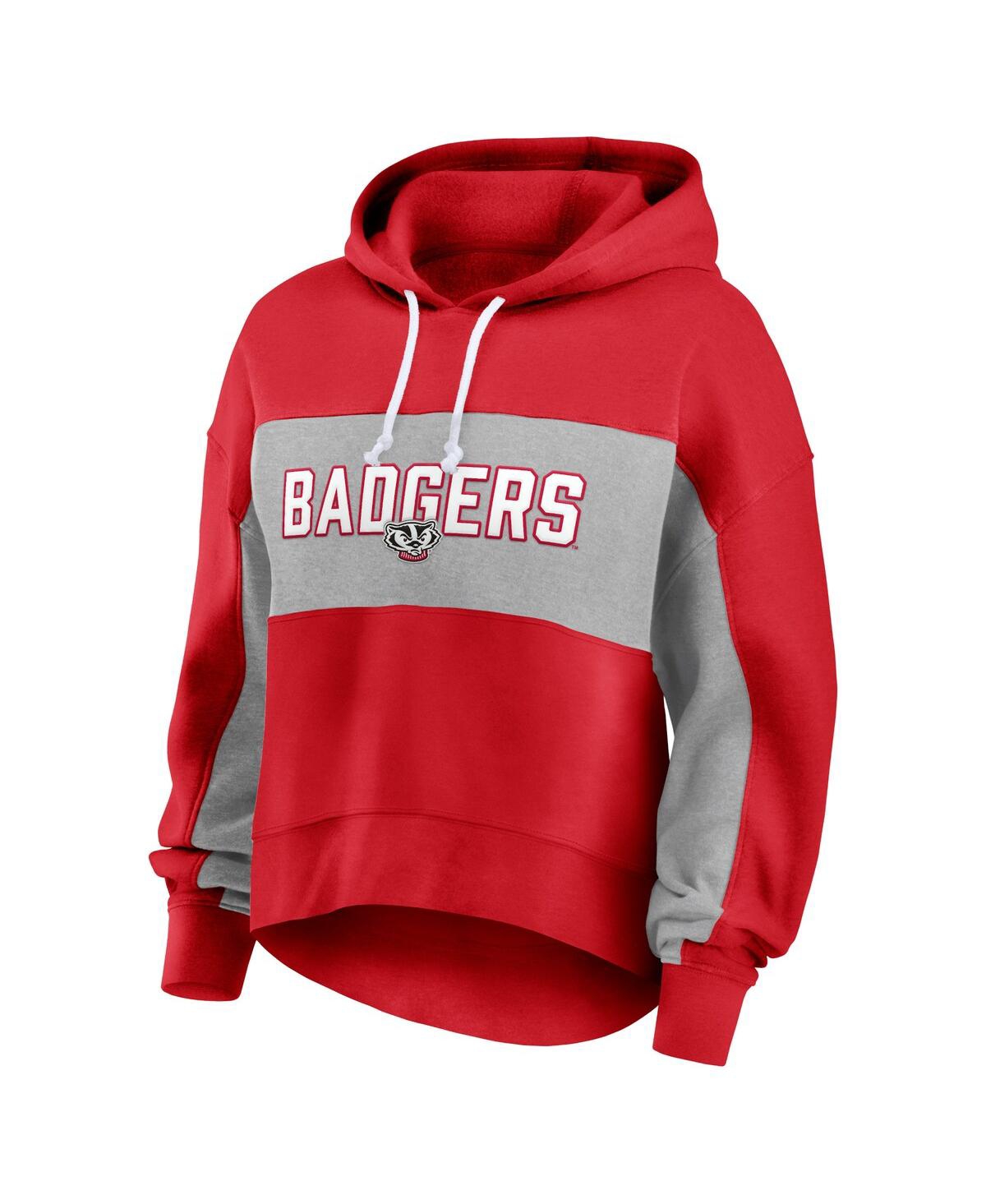 Fanatics Women's Red Wisconsin Badgers Filled Stat Sheet Pullover Hoodie In Red