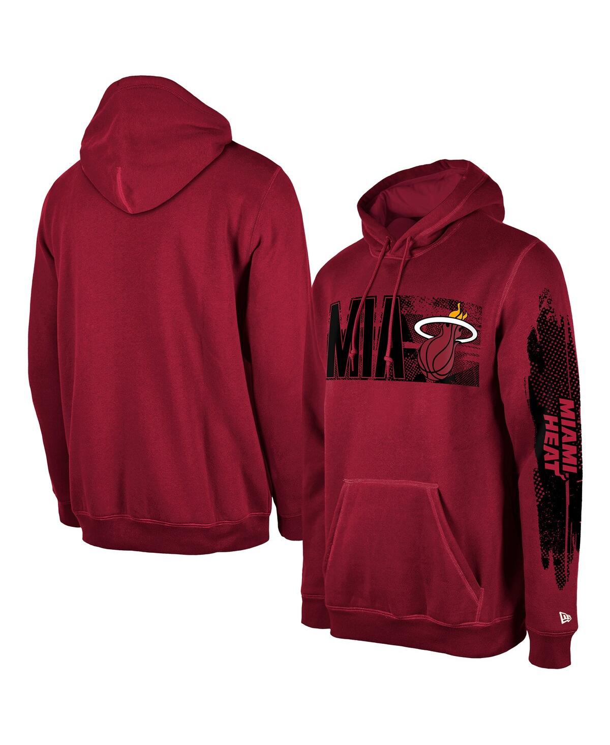 NEW ERA MEN'S MIAMI HEAT RED TIP-OFF COLLECTION PULLOVER HOODIE 