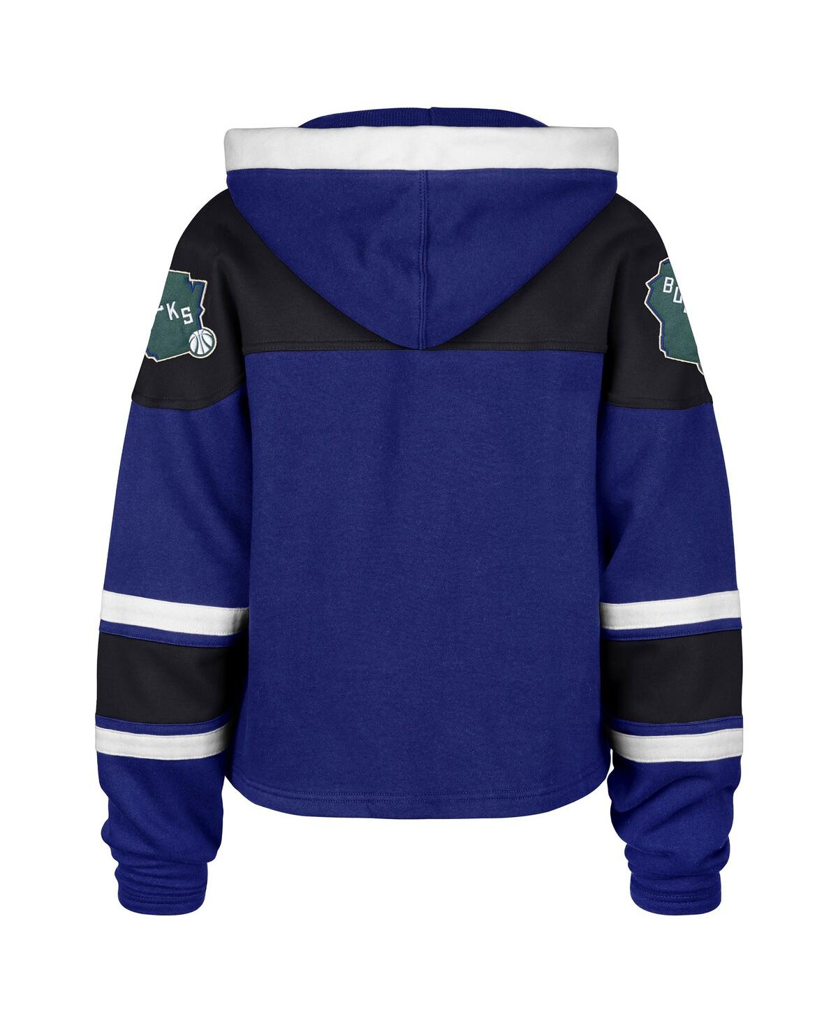 47 Brand Women's Royal Milwaukee Bucks 2024/25 City Edition Superior Cropped Lace-up Pullover Hoodie In Royal
