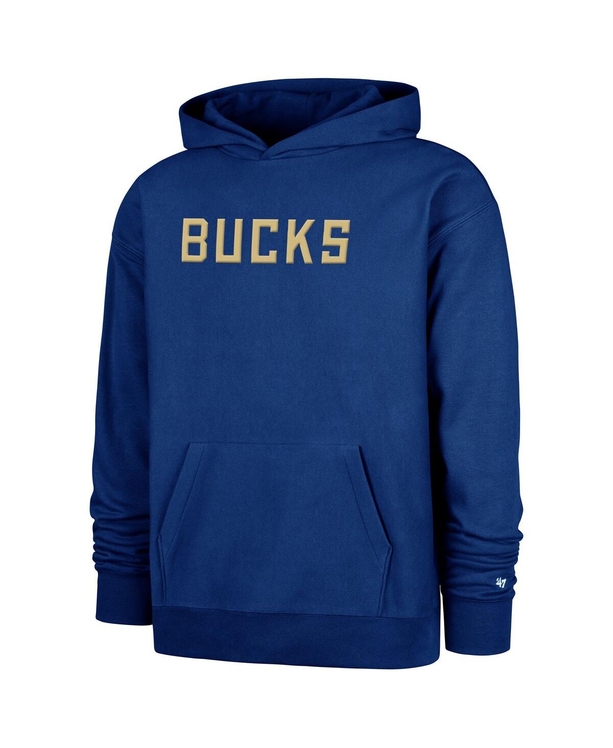 Shop 47 Brand Men's Royal Milwaukee Bucks 2024/25 City Edition Double Crossover Foundation Pullover Hoodie