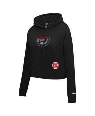 Women's Black Atlanta Hawks Jewels Cropped Pullover Hoodie