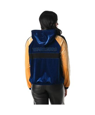 Women's Blue Golden State Warriors Velour Full-Zip Track Jacket Hoodie