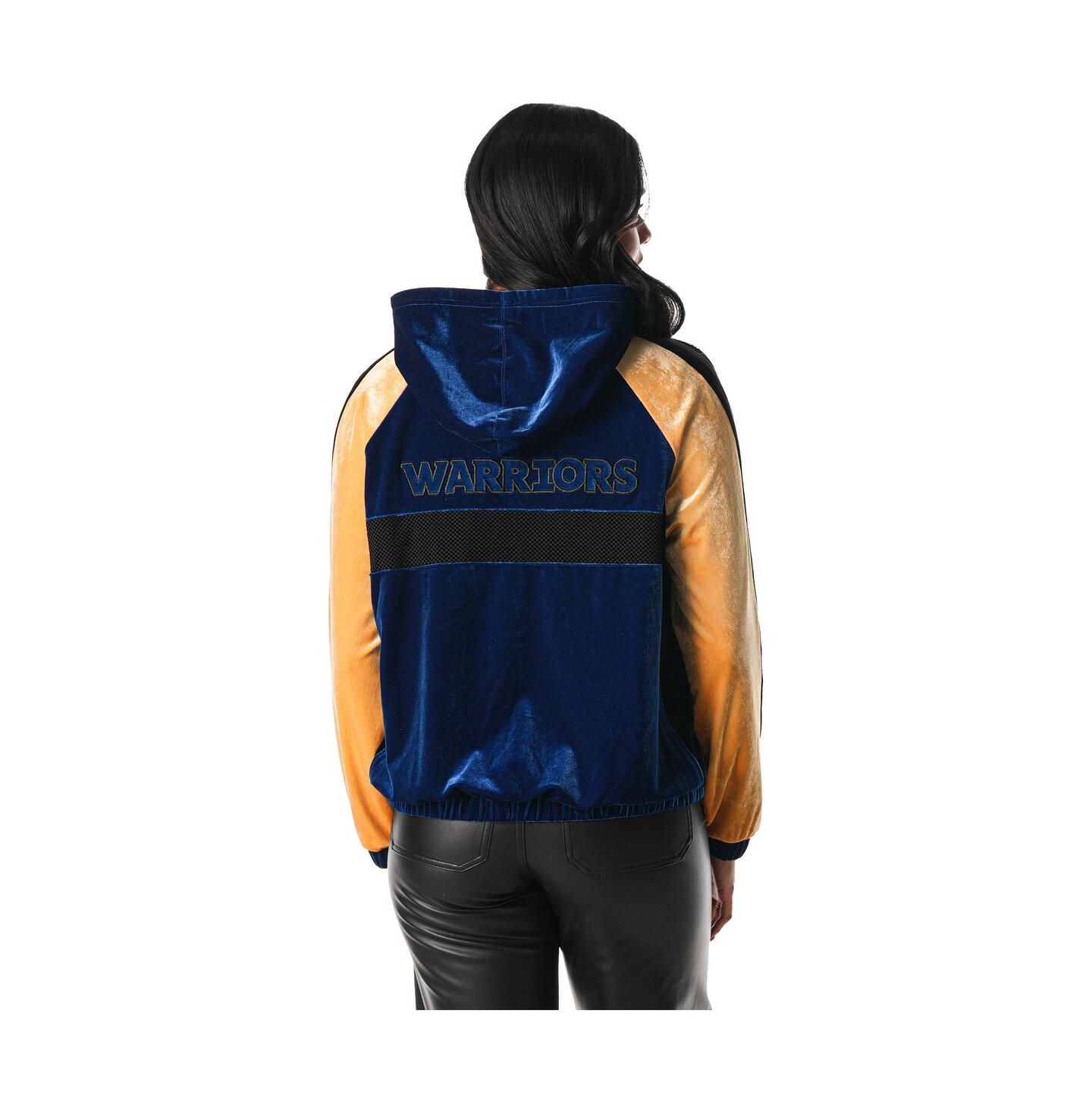 Женское худи The Wild Collective Blue Golden State Warriors Velour Full-Zip Track Jacket — фото 2