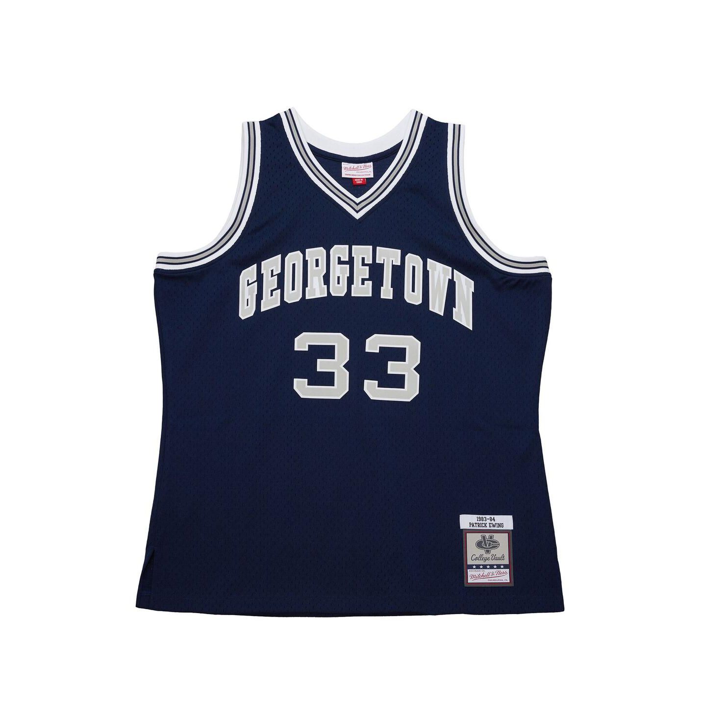Мужской топ Mitchell & Ness Navy Patrick Ewing Georgetown Hoyas 1983/84 Jersey — фото 5