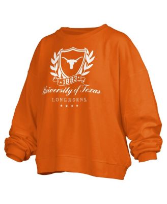Women's Texas Orange Texas Longhorns Big Aug Script Janice Oversized Pullover Sweatshirt