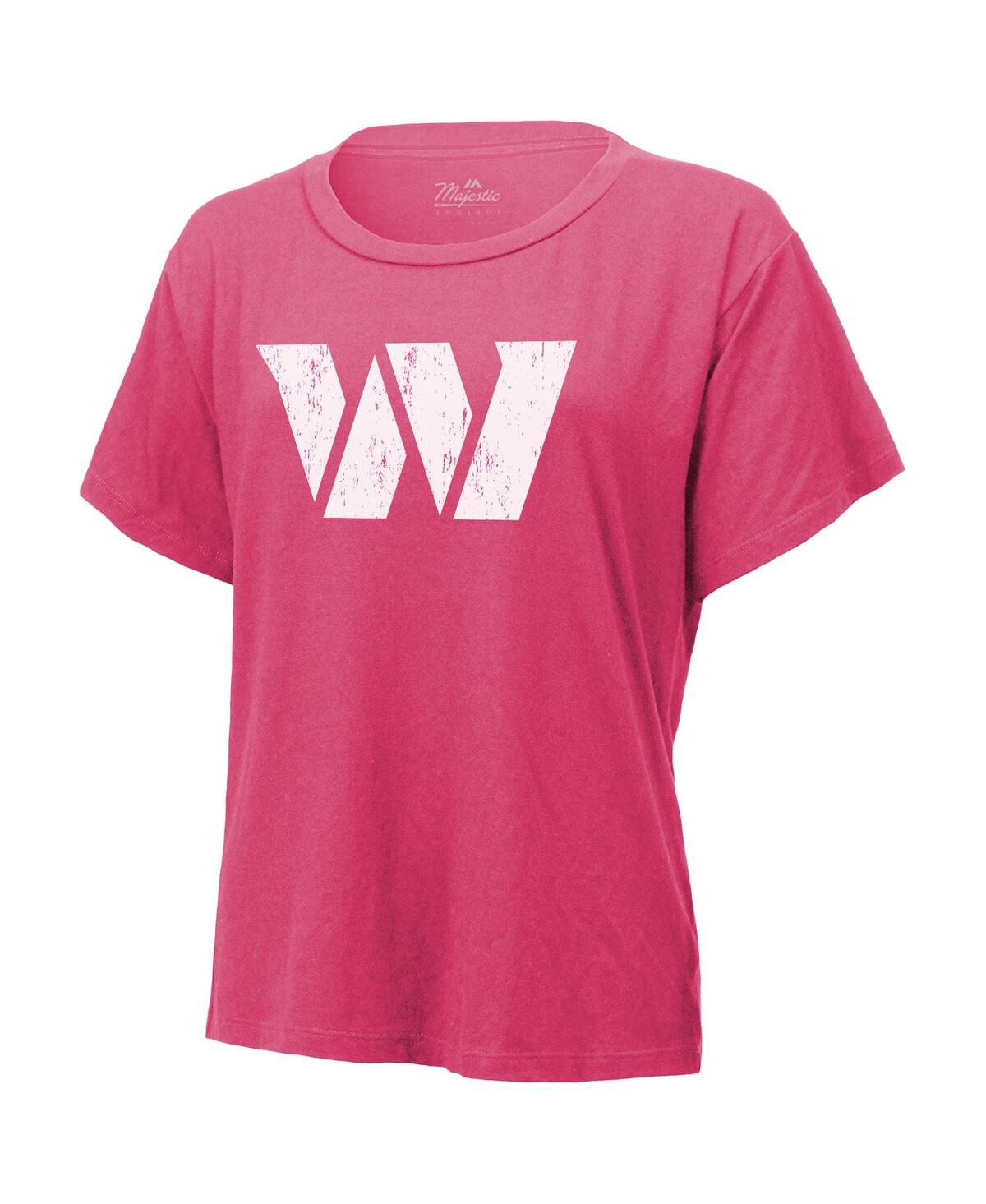 MAJESTIC WOMEN'S JAYDEN DANIELS PINK WASHINGTON COMMANDERS NAME NUMBER T-SHIRT 