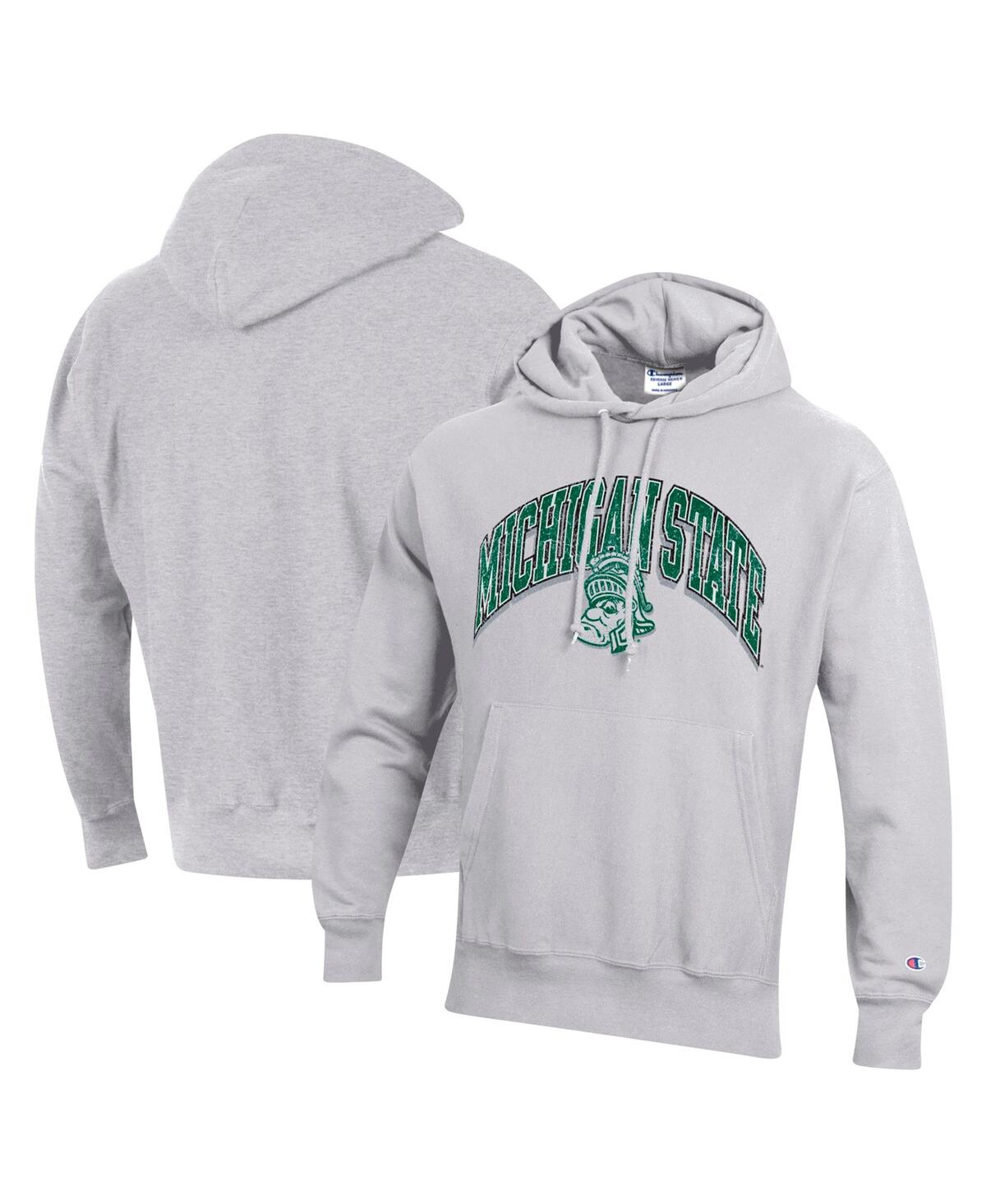 Men's Gray Michigan State Spartans Vault Late Night Reverse Weave Pullover Hoodie - Gray