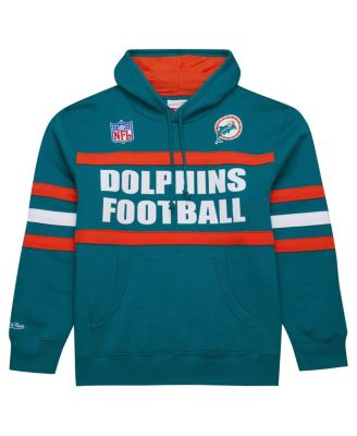 Men's Aqua Miami Dolphins Vintage Logo Head Coach Fleece Pullover Hoodie