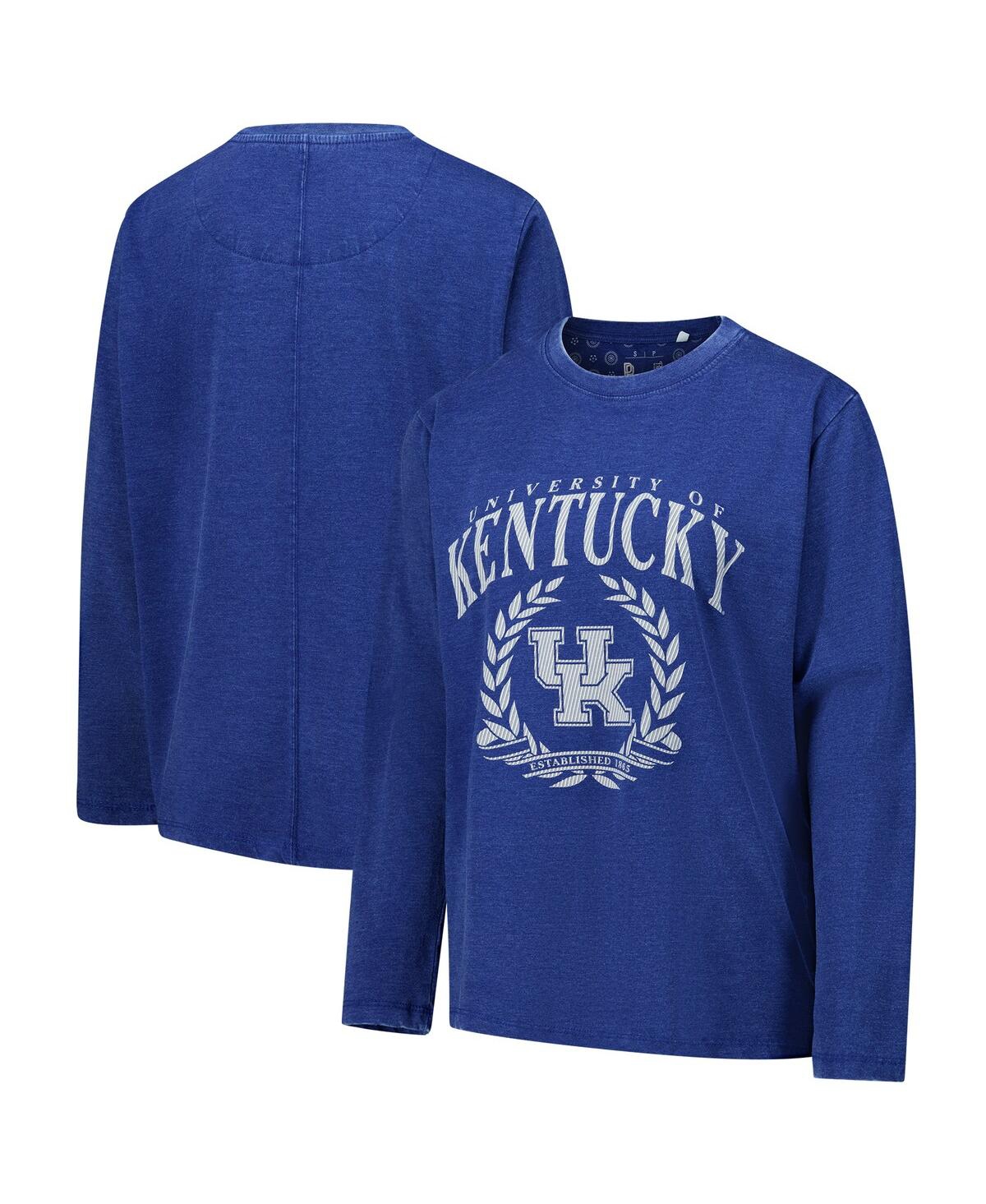 PRESSBOX WOMEN'S ROYAL KENTUCKY WILDCATS CHANDLER OLIVE LEAF ARCH LONG SLEEVE T-SHIRT 