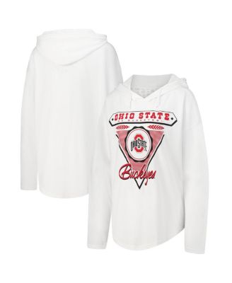 Pressbox - Women's White Ohio State Buckeyes San Bruno Hoodie Long Sleeve T-Shirt