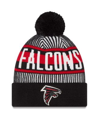 New Era - Men's Black Atlanta Falcons Striped Cuffed Knit Hat with Pom