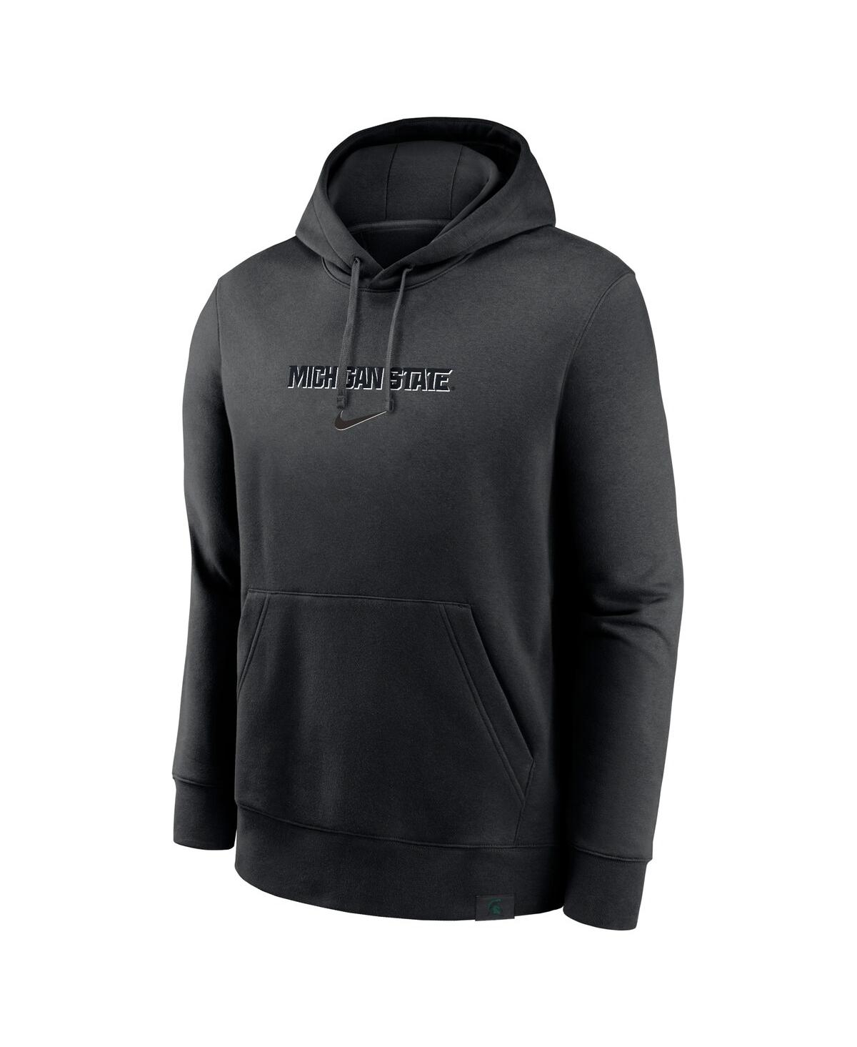 Nike Men's Black Michigan State Spartans Statement Wordmark Lockup Pullover Hoodie In Black