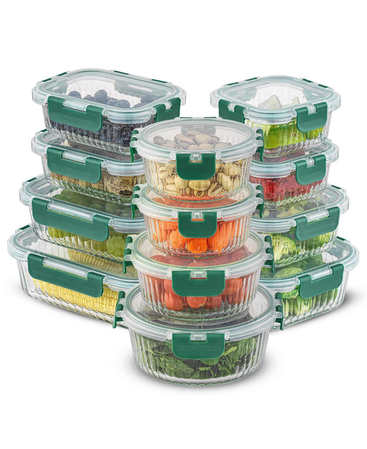 JOYJOLT 24-PIECE FLUTED FOOD STORAGE CONTAINER SET WITH LIDS 