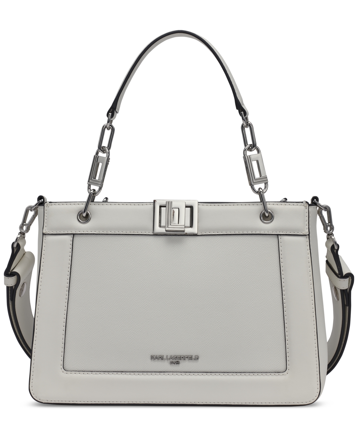 Karl Lagerfeld Ivette Small Leather Satchel In Winter White