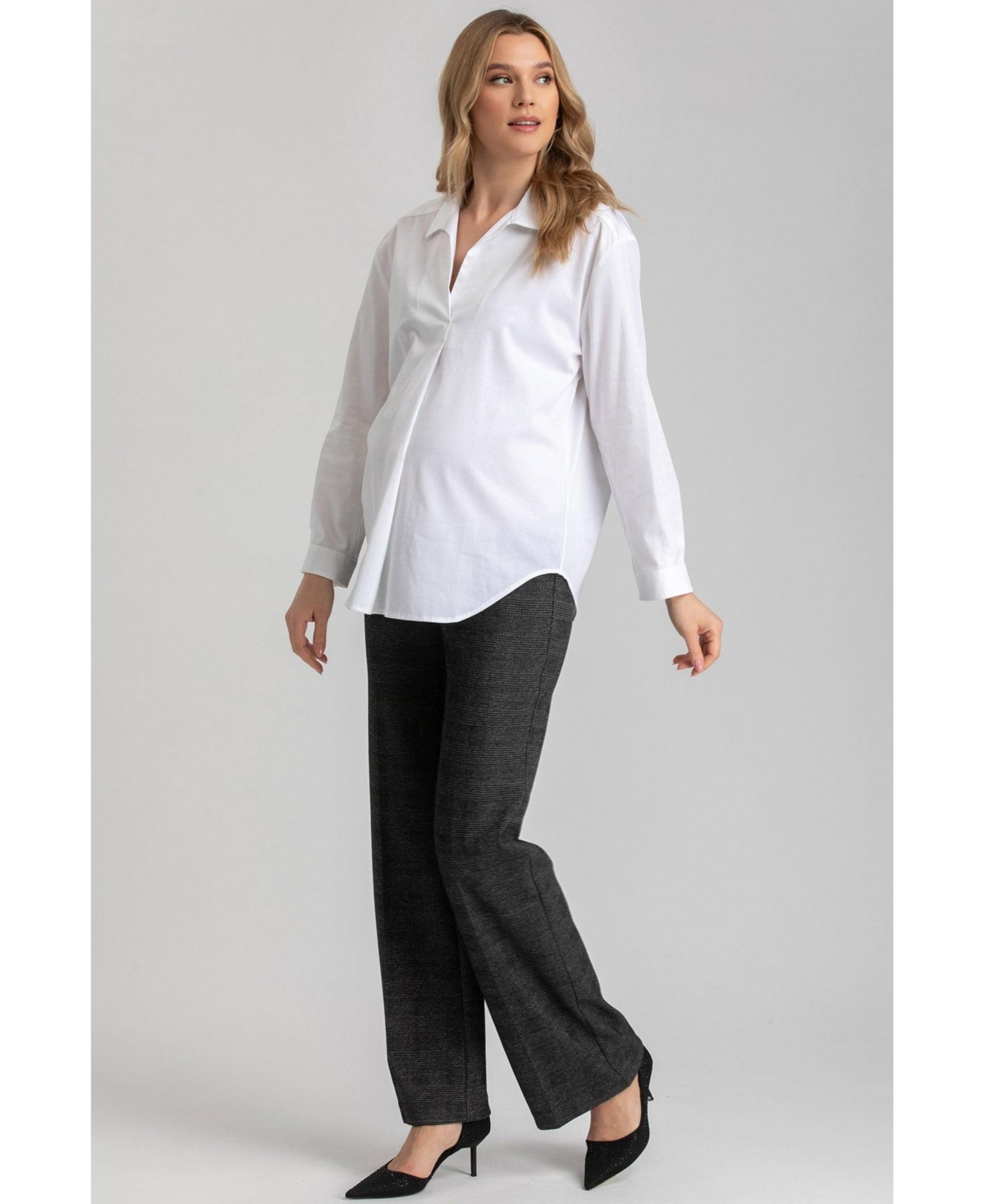 Pietro Brunelli Maternity Maternity 3/4 Sleeve Anna Blouse With V-neck In White