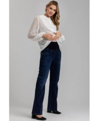 Maternity Slim Fit Hi-Rise Flare Jeans with Elastic Waistband