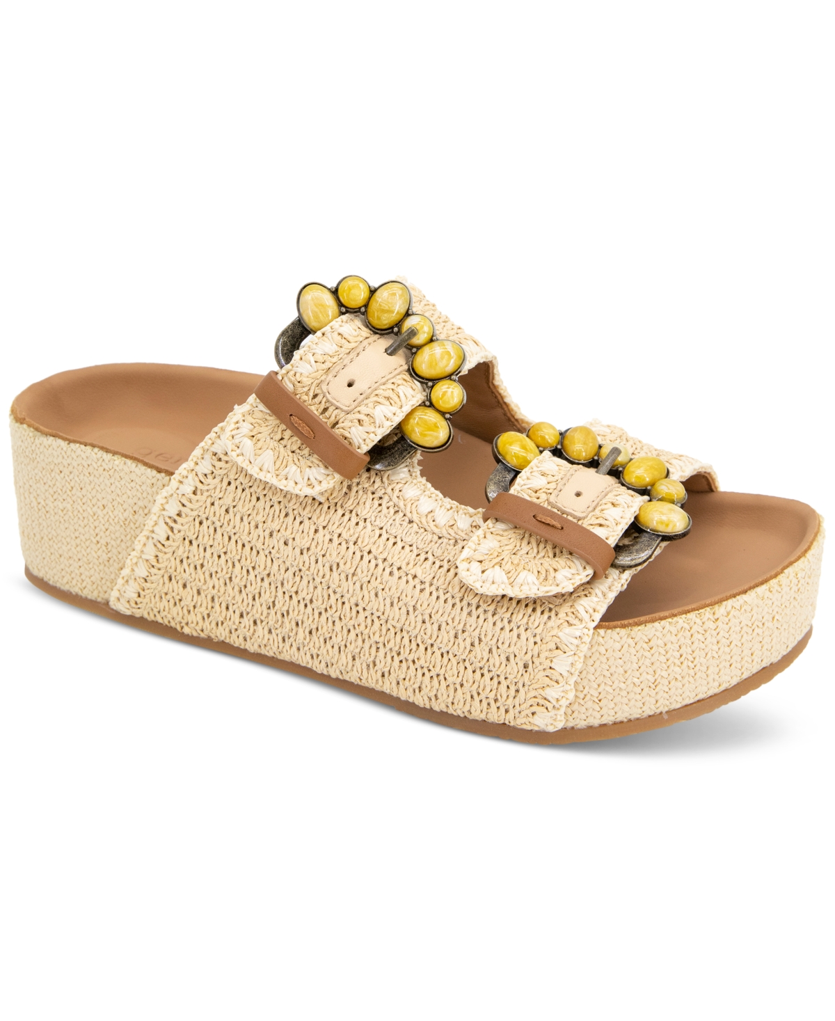 Shop Gentle Souls Women's Kendall Buckled Platform Sandals In Natural Raffia