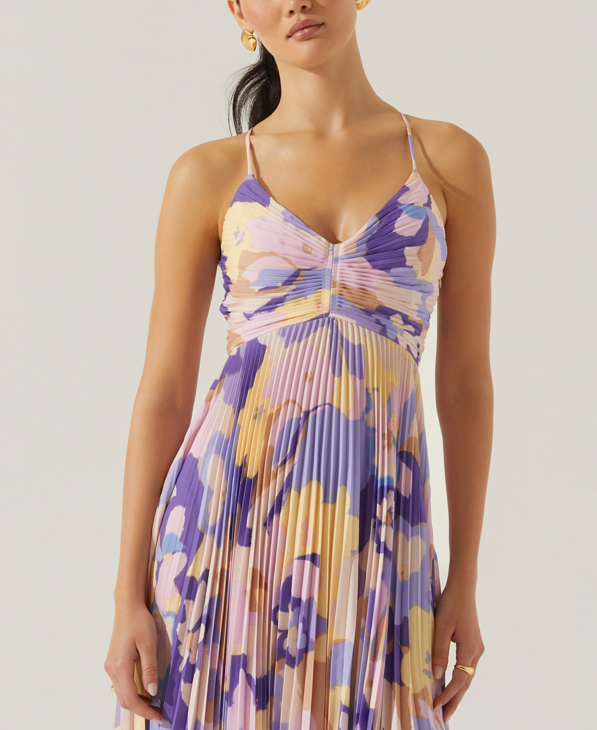 Astr Blythe Midi Dress In Purple Multi In Purple Multi